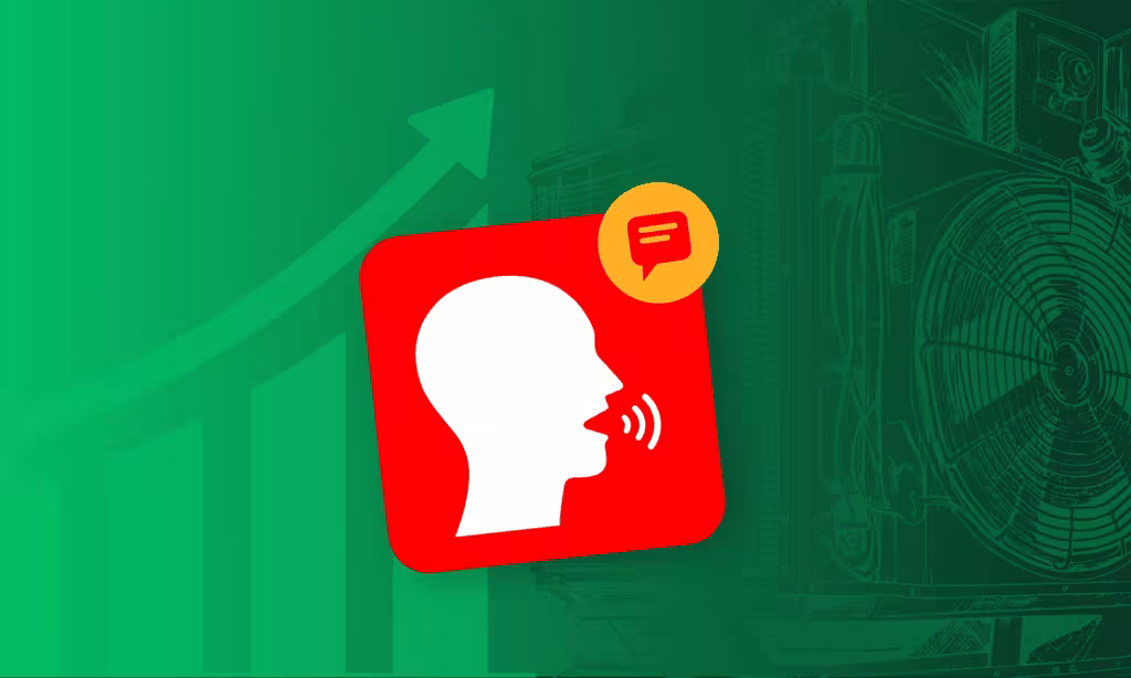 HVAC lead generation channels and strategies with a red speech bubble icon and upward trending graph.